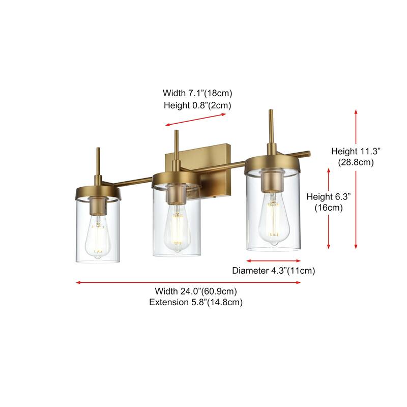 Elegant Lighting LD7319W24 Taryin 3 Light 24" Wide Vanity Light