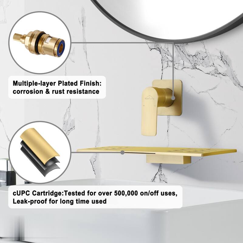 Waterfall Faucet 1-Handle Wall Mount Lavatory Faucet Mixer Tap