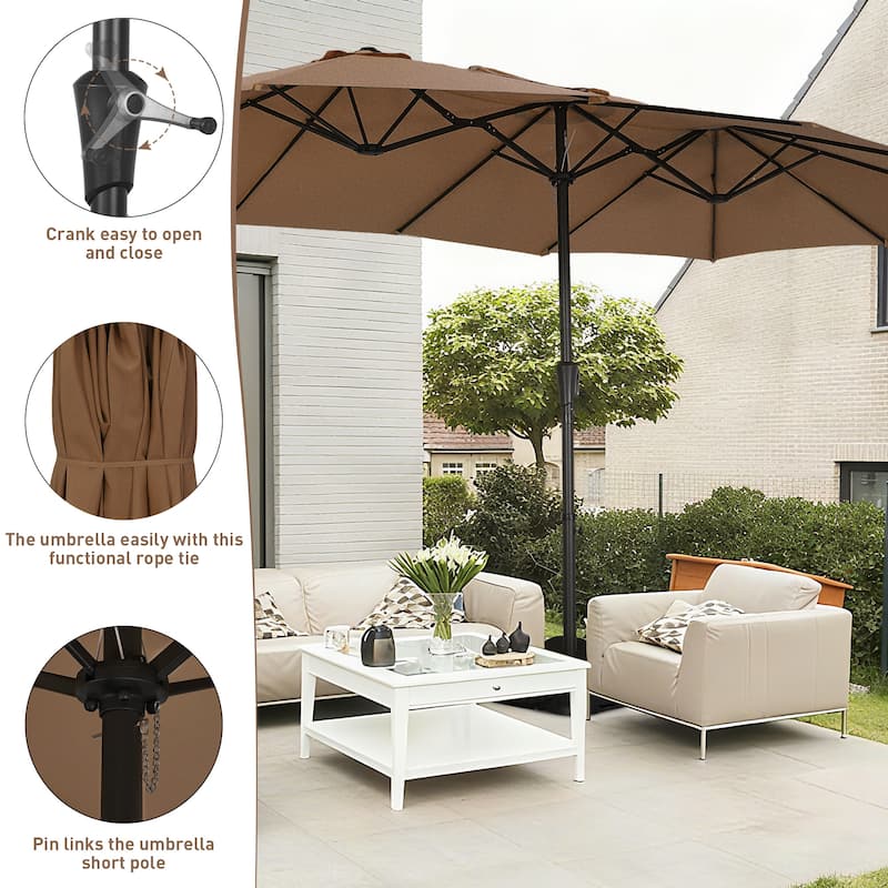 Autlaycil 15ft Patio Umbrella with Base,Large Outdoor Rectangle Double-Sided Umbrella