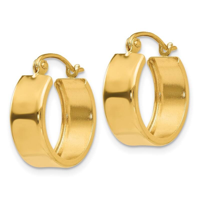 Curata 14k Yellow Gold Polished Wide Flat 14x6mm Hoop Earrings