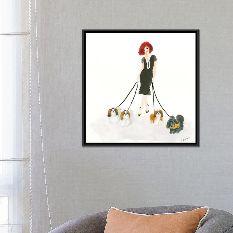 iCanvas "Shih Tzu Stroll" by Connie Collum Framed Canvas Print
