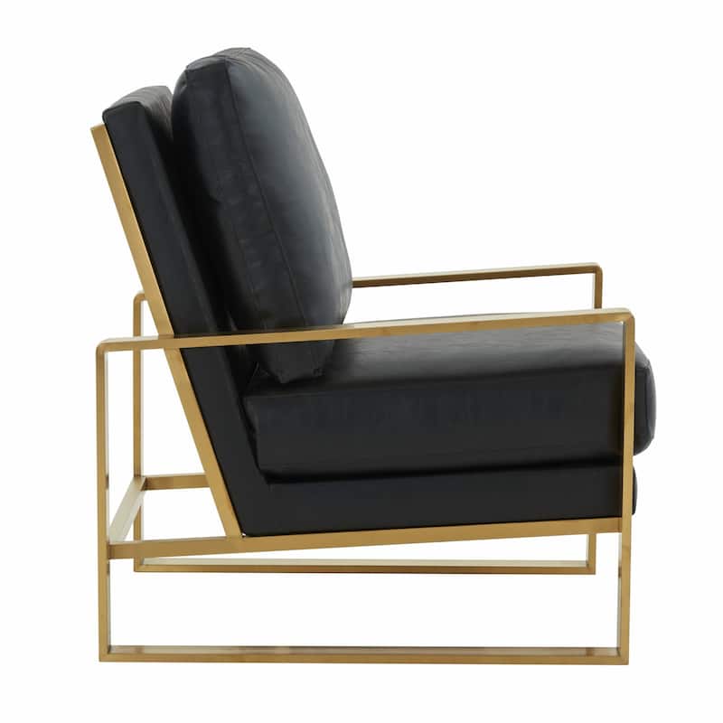 LeisureMod Jefferson 3-Piece Leather Armchairs and Geometric Coffee Table Set - 36"