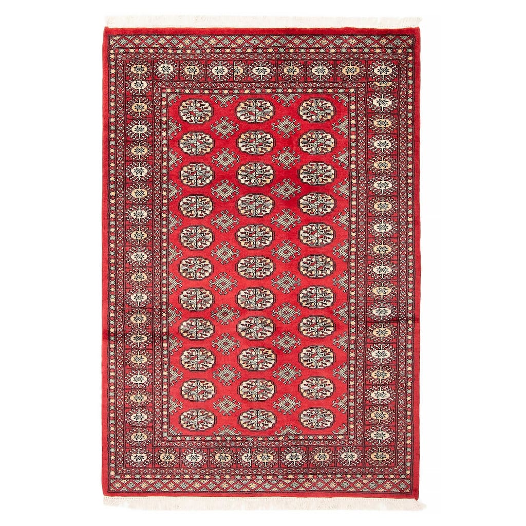 ECARPETGALLERY Hand-knotted Finest Peshawar Bokhara Red Wool Rug - 4'1 x 6'1