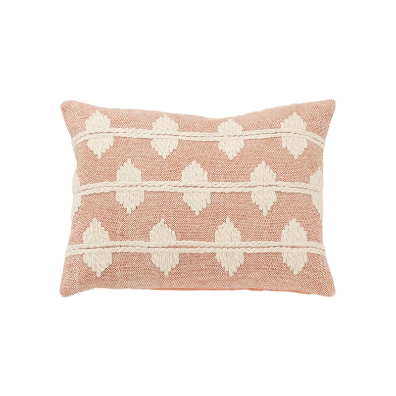 Rizzy Home Traditional Down Filled Decorative Pillow 14"x20" - Coral
