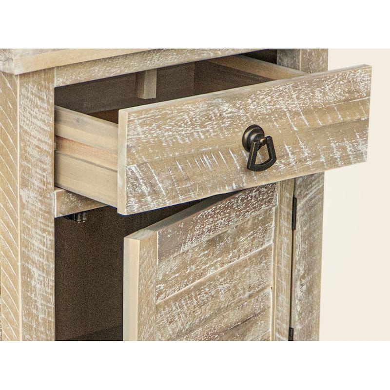 Montana Acacia Wood Bedside Cabinet Rustic Farmhouse End Table Storage