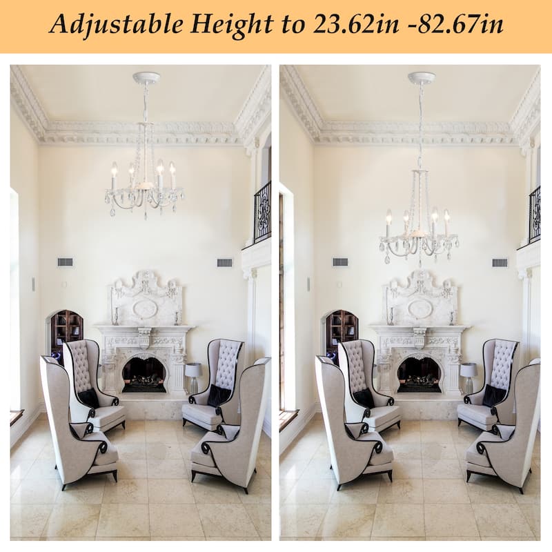 4-Light Candle Style Chandelier with Crystal Accents for Living Room Bedroom