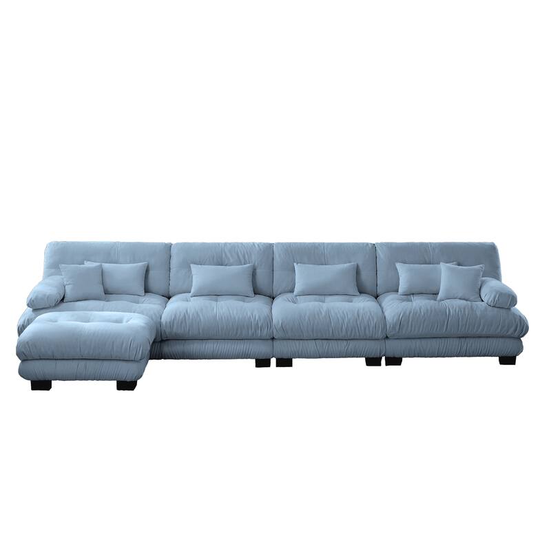 4-Seater L-Shaped Free Combination Modular Sofa with Convertible Ottoman