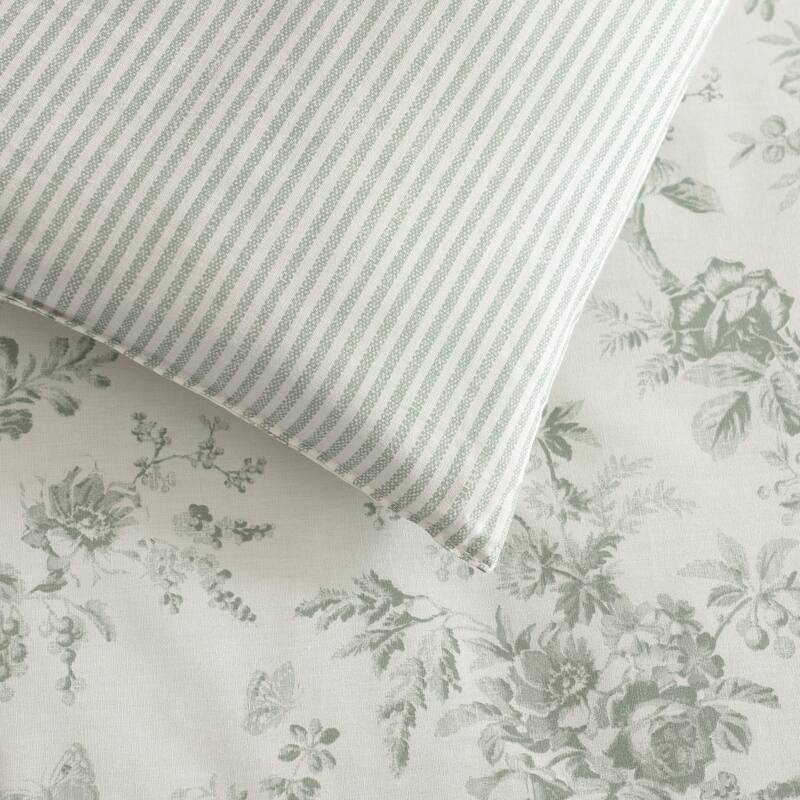 Laura Ashley Walled Garden Cotton Reversible Green Comforter Set