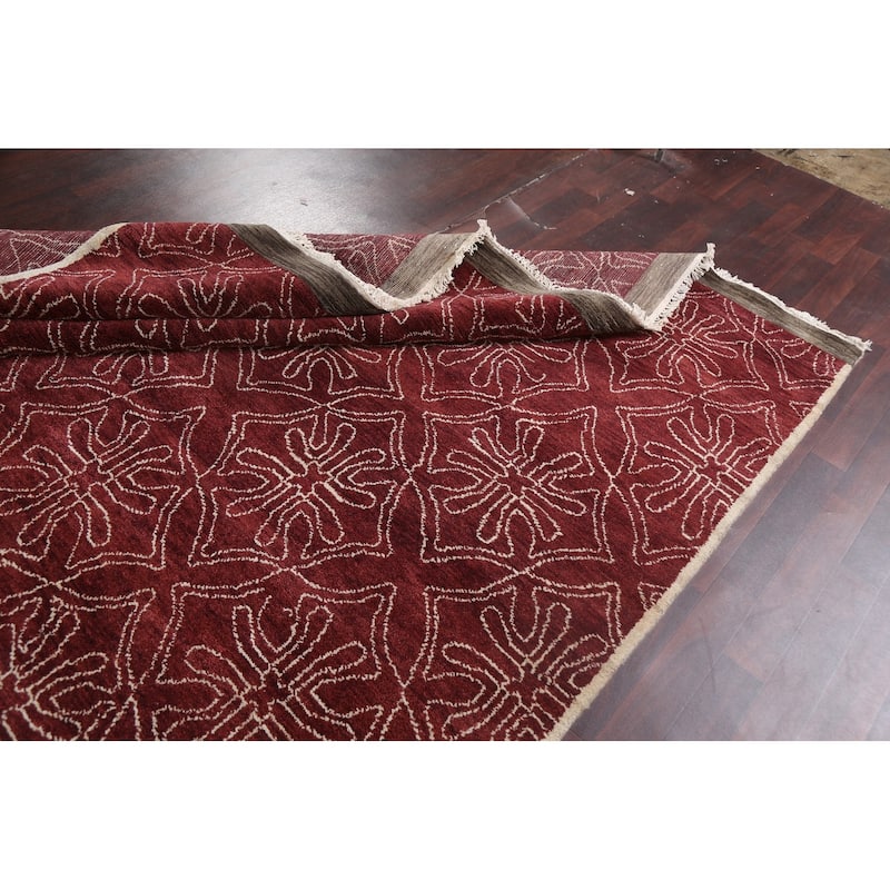 Red Art & Craft Oriental Living Room Area Rug Hand-knotted Wool Carpet - 7'11" x 9'10"