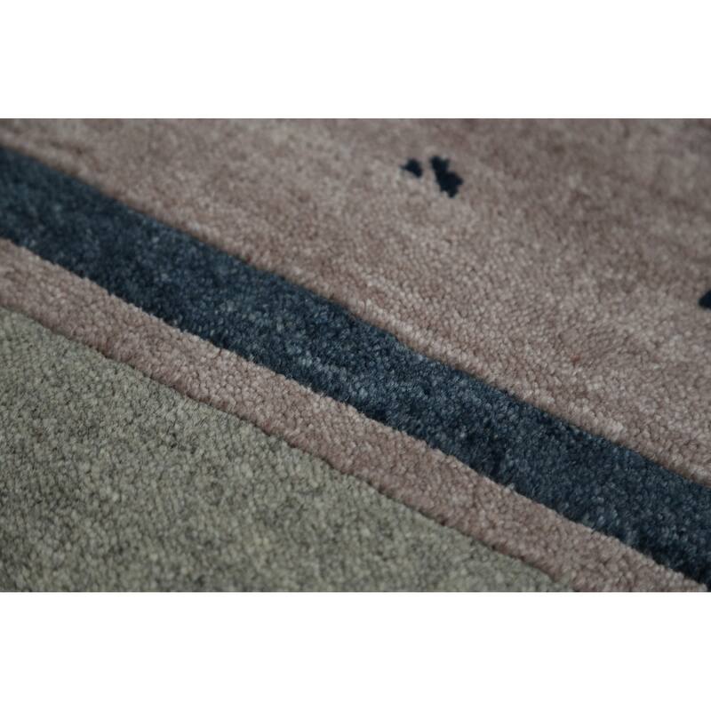 Grey Tribal Gabbeh Indian Area Rug Hand-Knotted Wool Carpet - 5'3" x 7'6"