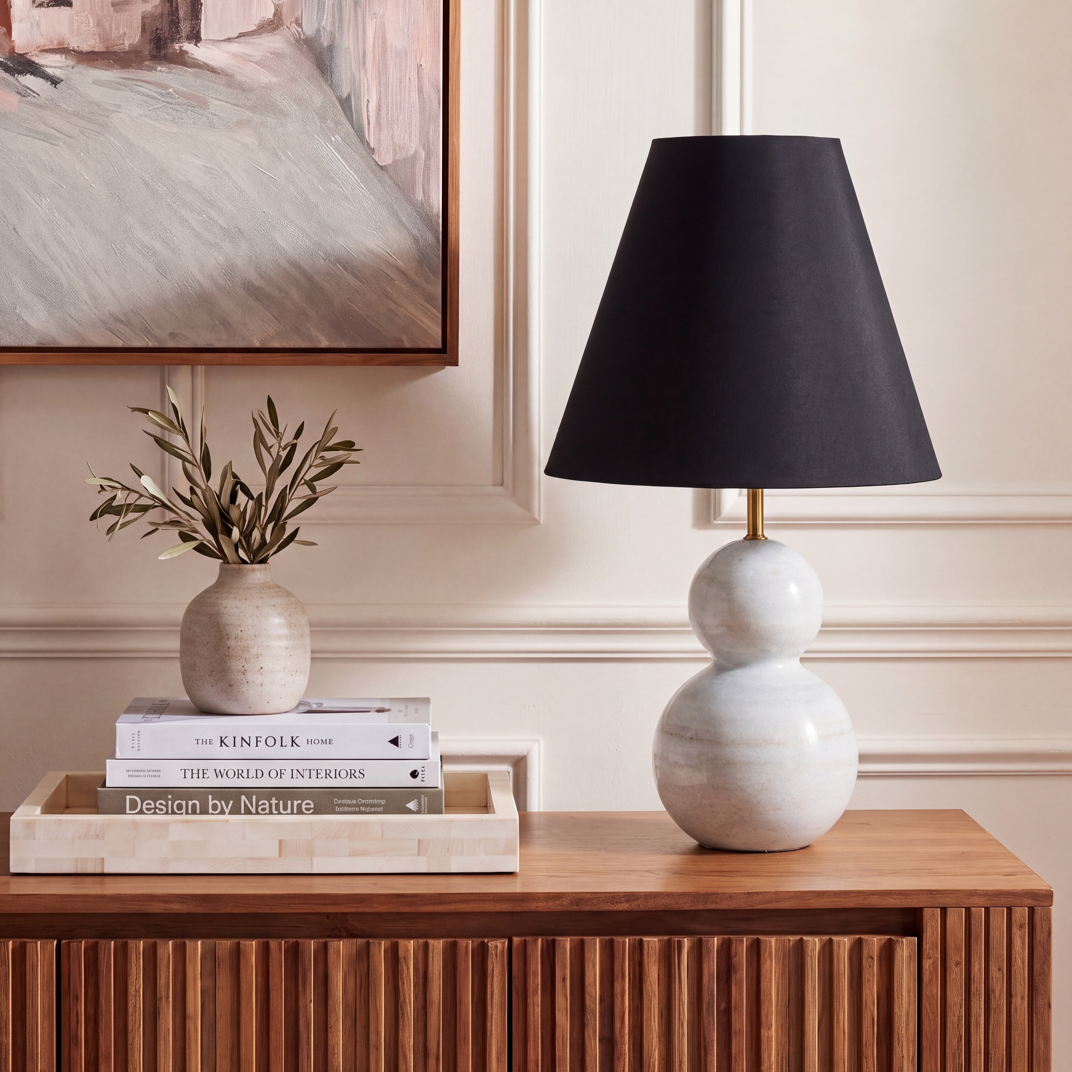 SAFAVIEH Lighting Evadne Glam Marble Table Lamp, 22-Inch, Black - 12"W x 12"D x 22"H