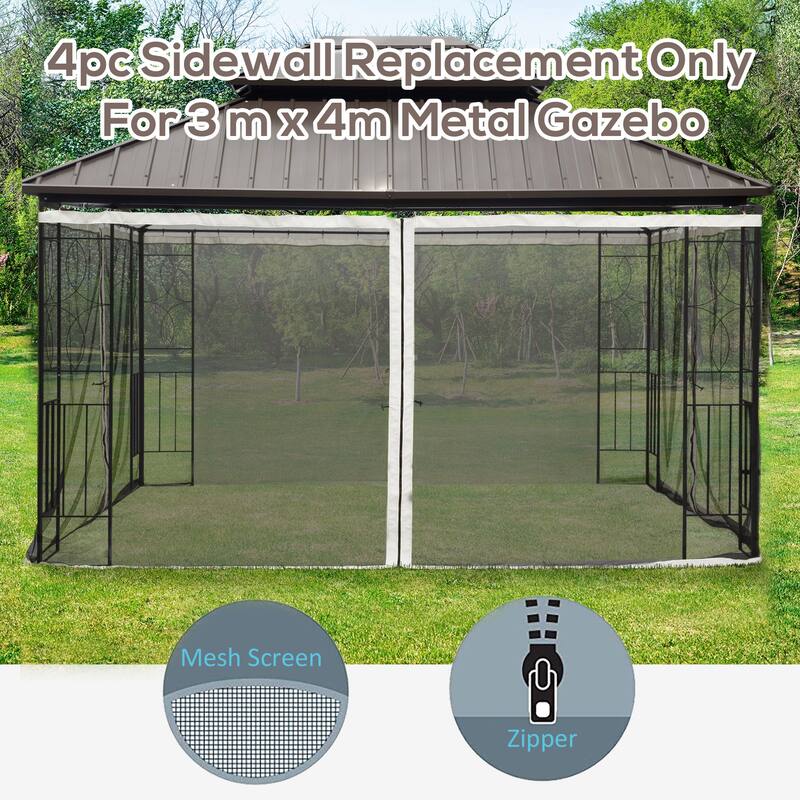 10'x13' Replacement Mesh Sidewall Netting for Gazebos and Canopy Tents with Zippers, Cream