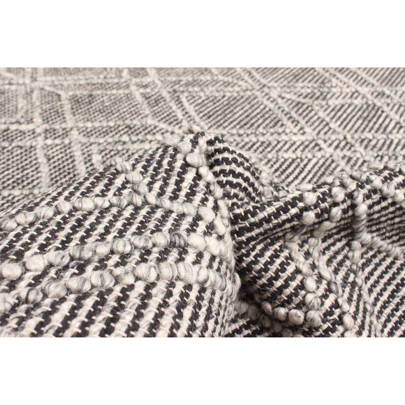 ECARPETGALLERY Braid weave Sienna Black Wool Rug - 5'0 x 7'8