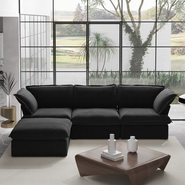 L Shaped Modern Comfy Cloud Sofa Couch Minimalist Down Filled Sectional Sofas Couches With Ottoman On Sale Bed Bath Beyond 40236194
