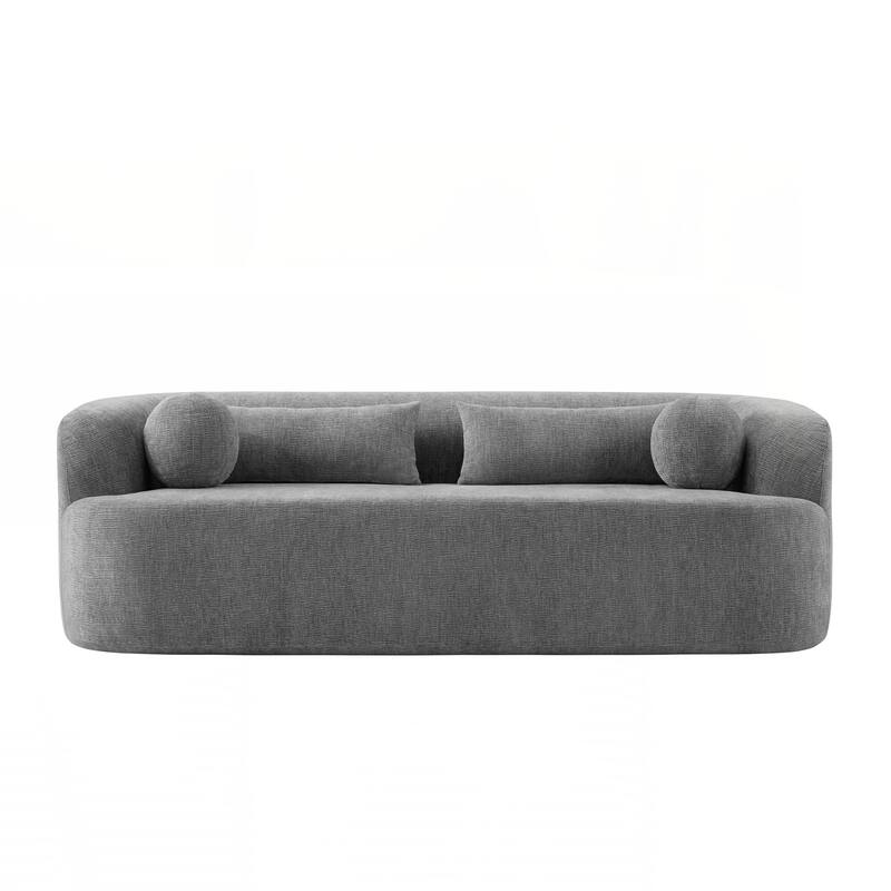 Upholstered Sofa with Pillows, No Assembly Curved Cloud Couch with High-Density Foam - Grey