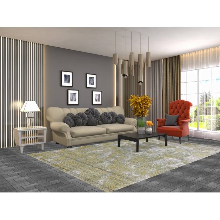 Modern Abstract Area Rug Handmade Wool Carpet - 6'4" x 9'8"