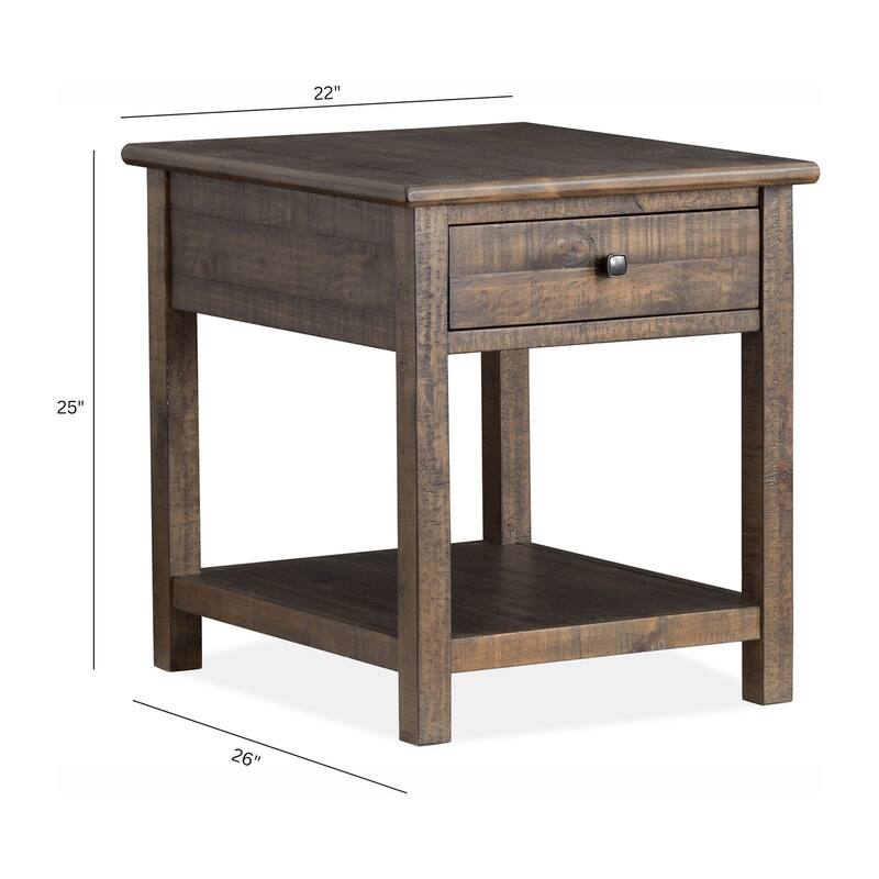 Magnussen Home Smithton Homestead Brown Rectangular End Table - 22''W x 26''D x 25''H
