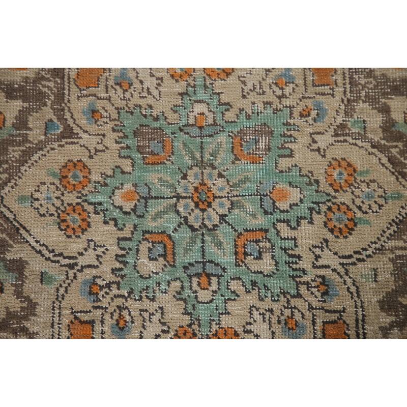 Hand Knotted Oriental 100% Wool Carpet Traditional Floral Beige & Ivories Tabriz Area Rug - 11' 6'' X 8' 7''