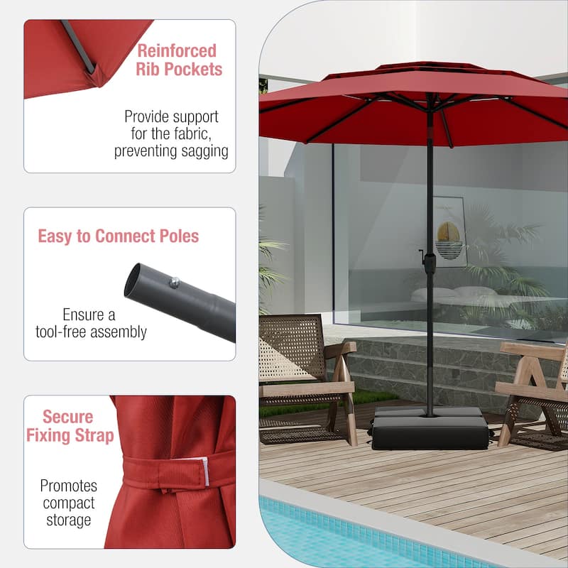 10 Ft Patio Umbrella with Crank and Tilt Vented Polyester Canopy for Backyard and Pool Shade