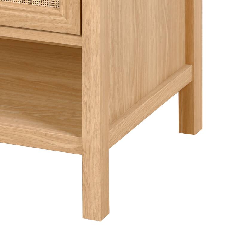 Jasper Rattan Modern Coastal 2-Shelf Bath Vanity Cabinet Only (Sink Basin Not Included), By JONATHAN Y