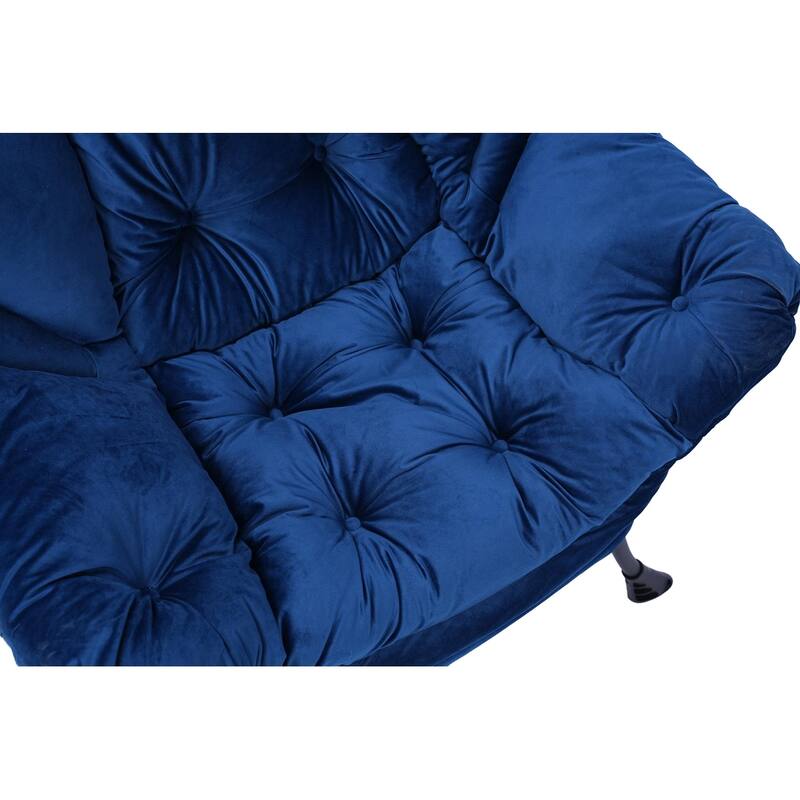 Living Room Chairs Modern Cotton Fabric Lazy Chair,Single Steel Frame Leisure Sofa Chair with Armrests and A Side Pocket