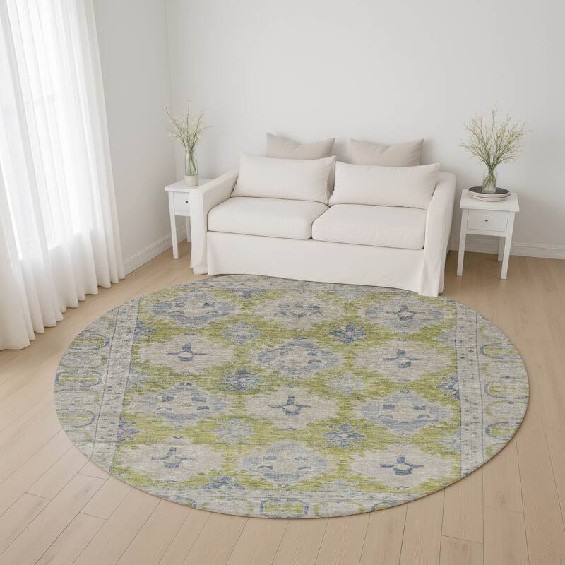 Premium Washable Super Soft Vintage Traditional Mayfield Rug - Aloe - 8' x 8'