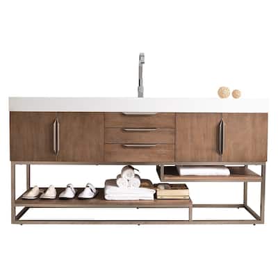 James Martin Vanities Columbia 72" Single Vanity, Latte Oak with Brushed Nickel Hardware