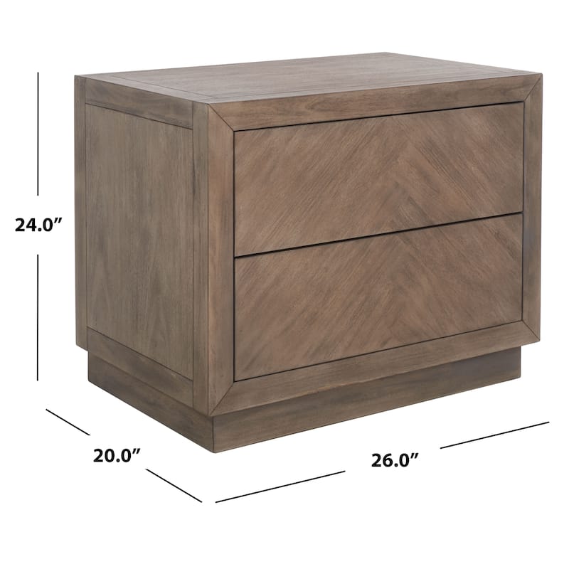 SAFAVIEH Couture Dzanna 2-Drawer Wood Nightstand