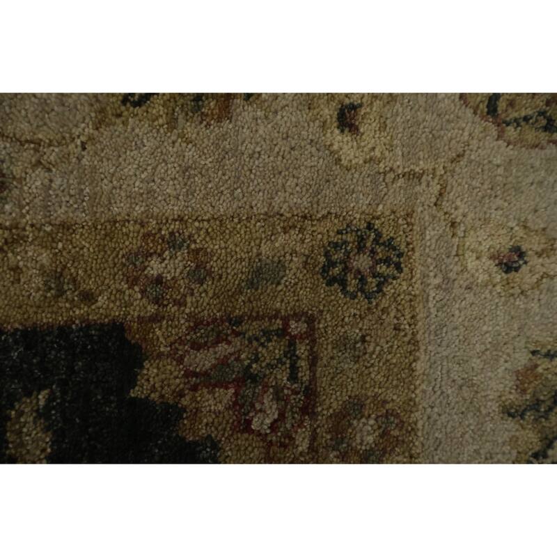 Hand Knotted Oriental 100% Wool Carpet Traditional All-Over Black Peshawar Area Rug - 9' 1'' X 5' 11''