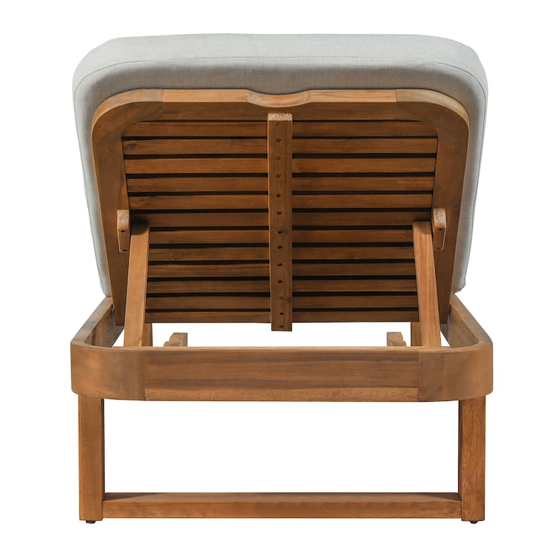 Christopher Knight Home - Milos Outdoor Acacia Wood Chaise Lounge with Adjustable Backrest & Water Resistant Cushioned Seat