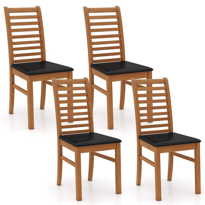 Costway Modern Dining Chair Set of 2/4 Kitchen Chair with Rubber Wood - See Details - Brown-4 PCS - Set of 4