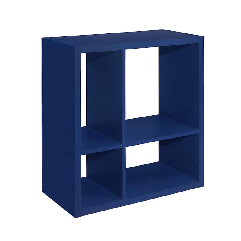 4-Cube Open Bookcase, Kids Toy Storage Shelf Organizer (Blue)