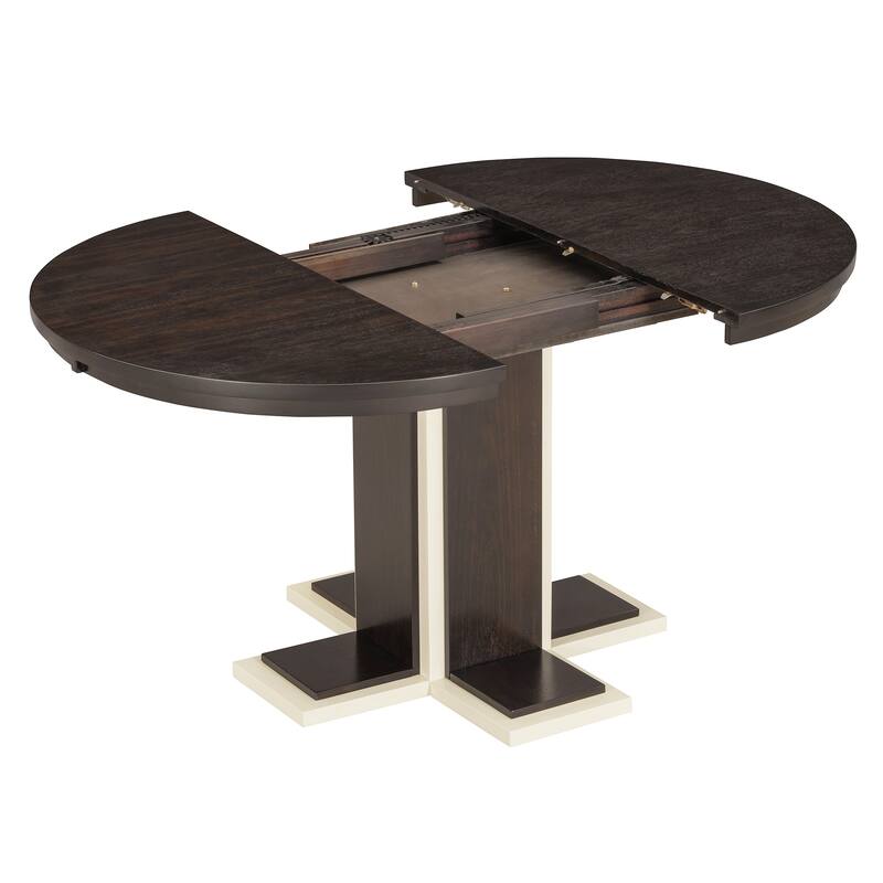 42"-58" Extendable Dining Table with Middle Leaf, Kitchen Table with Cross Base for Dining Room