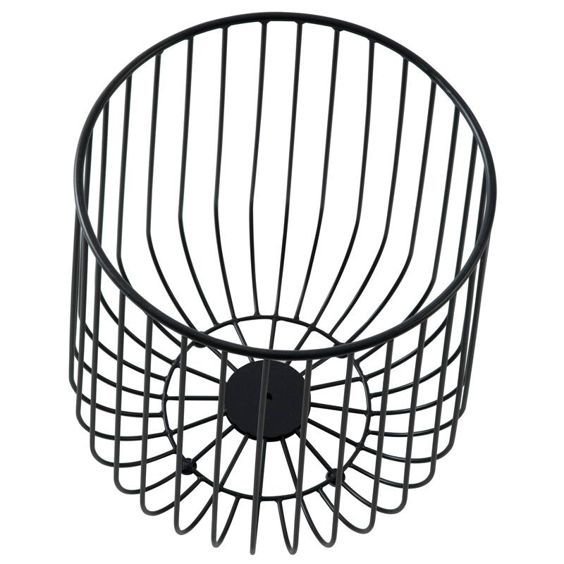 Runswick 16-inch Round Storage End Table – Mid-Century Modern Side Table with Removable Wood Top and Wire Drum Base - 16"