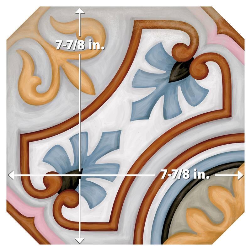 Merola Tile Vaudeville Octagon Deco Diglas 7-7/8" x 7-7/8" Porcelain Floor and Wall Tile
