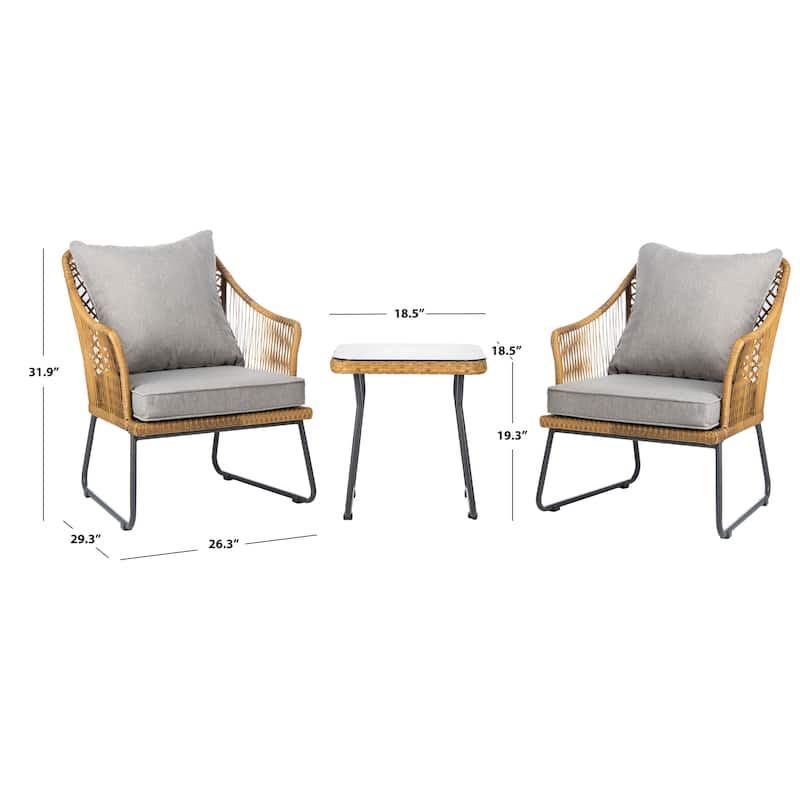 SAFAVIEH Outdoor Rihanna 3-Piece Lounge Set - 19Wx19Dx19H