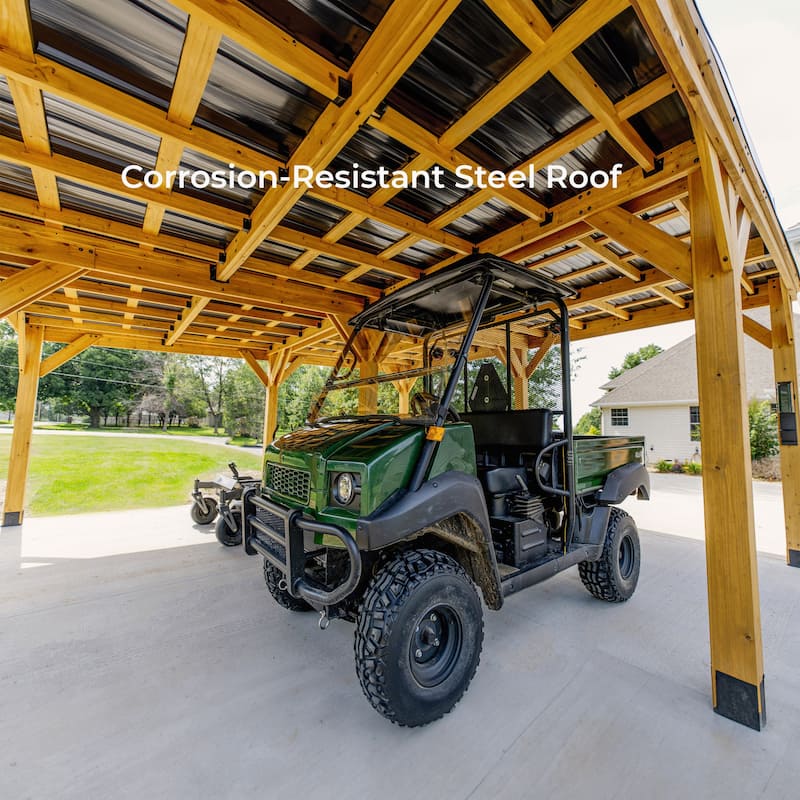 Backyard Discovery Kingsport 20x20' Cedar Wood Carport with Steel Roof