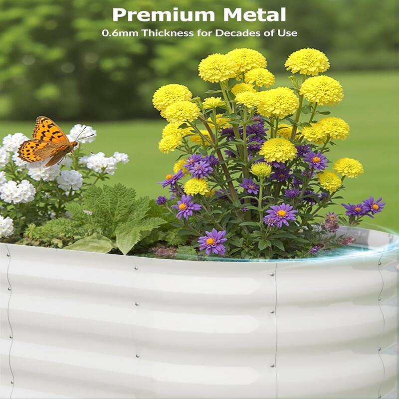 4x 2 x 2 ft Galvanized Steel Raised Garden Bed Beige - 4x 2 x 2
