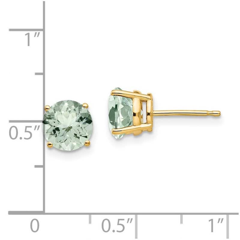 Curata 14k Yellow Gold Polished Post 7mm Round Green Amethyst Earrings