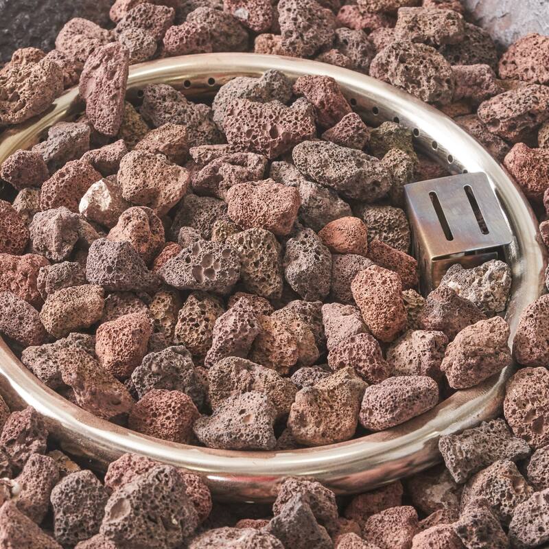 Roomfitters Outdoor Gas Fire Pit with Realistic Stone-Look Magnesium Oxide Column, Weather-Resistant Patio Heater, Beige