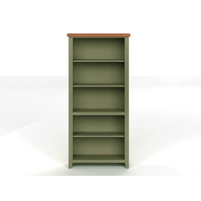 Bridgevine Home Modern Farmhouse 72 inch high 5-shelf Bookcase, No Assembly Required, Two-Tone Finish