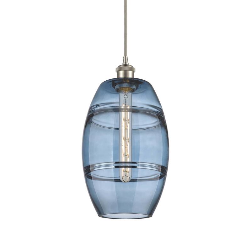 Innovations Lighting 516-1P-10-8 Vaz Pendant Vaz 8" Wide Mini Pendant - Brushed Satin Nickel / Princess Blue