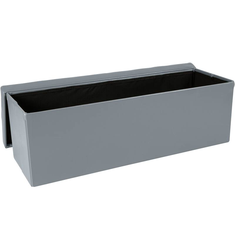 Simplify Faux Leather Triple Folding Storage Ottoman