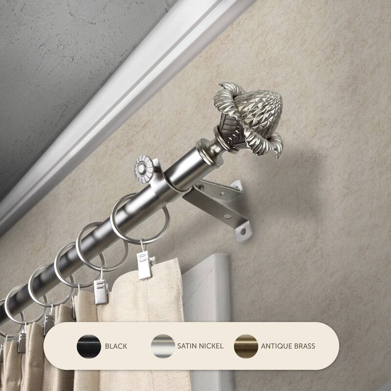 InStyleDesign Thistle Adjustable Curtain Rod 13/16 inch dia. - 18 to 28 inches - Satin Nickel