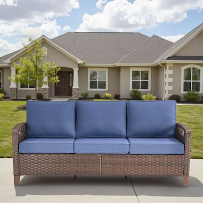 Pocassy Outdoor Brown Wicker Funitre with Cushion Set