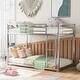 preview thumbnail 25 of 32, Twin over Twin Size Metal Low Bunk Bed with Ladder and Fence for Kids' Bedroom Twin over Twin - Silver