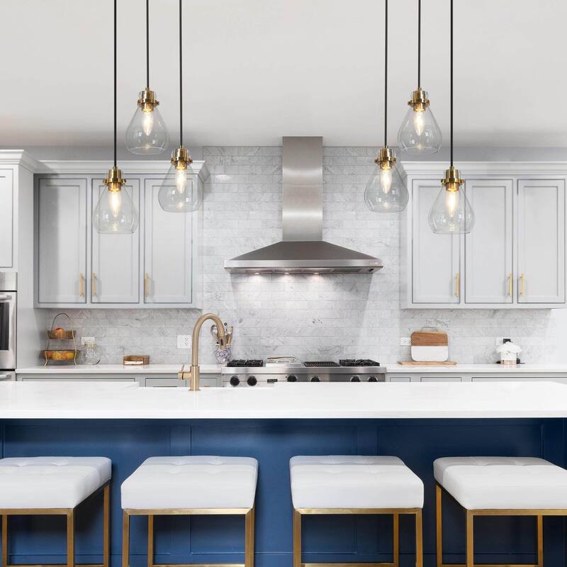 Nalia Modern Black Gold 3-light Linear Pendant Lights Cluster Chandelier Entryway Glass DIY Kitchen Pendant Lights