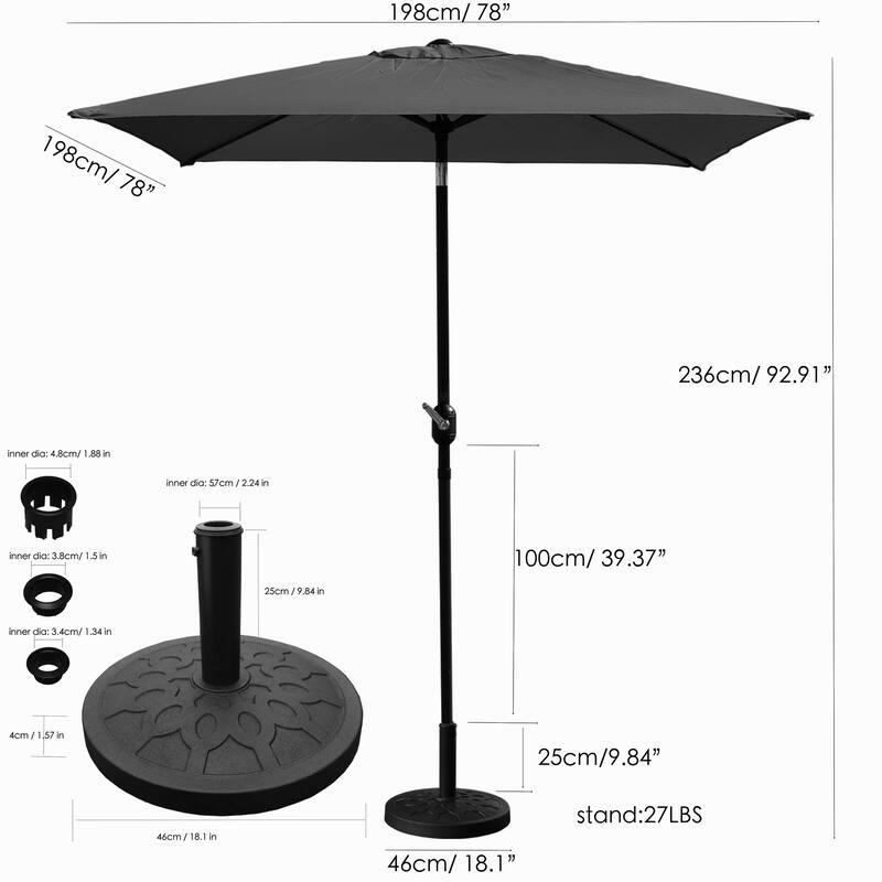 Davee Furniture 6.5 Ft Outdoor Patio Market Umbrella with Base - Tan