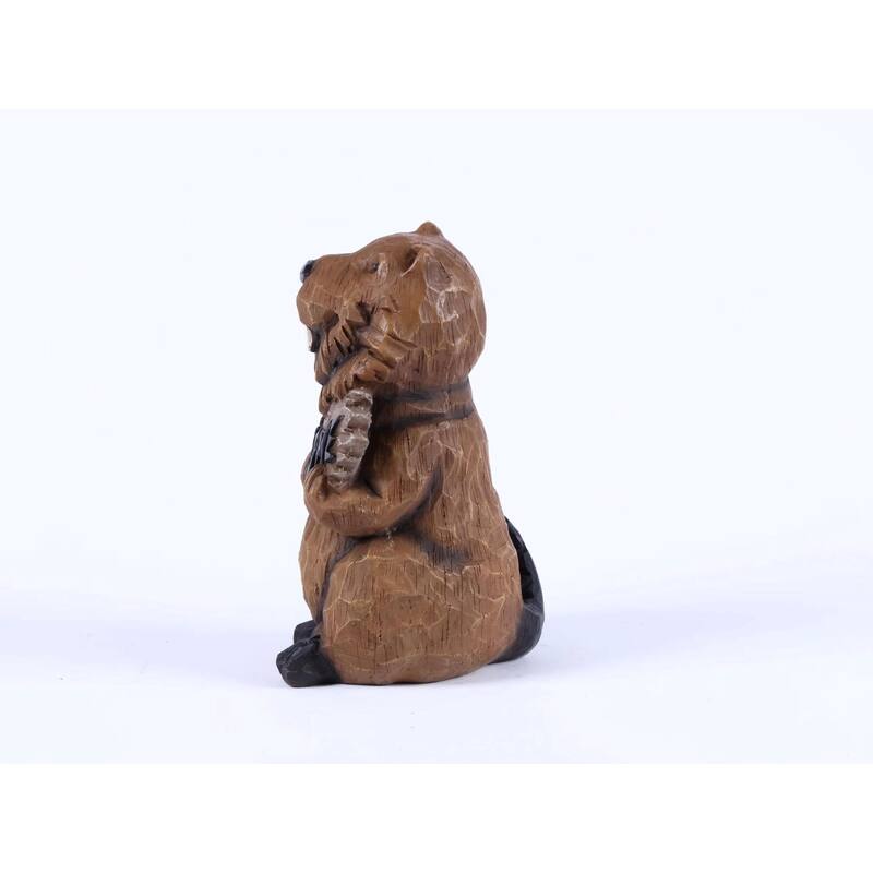 Beaver Holding A Welcome Sign Outdoor Garden Statue - 11.75" – Brown