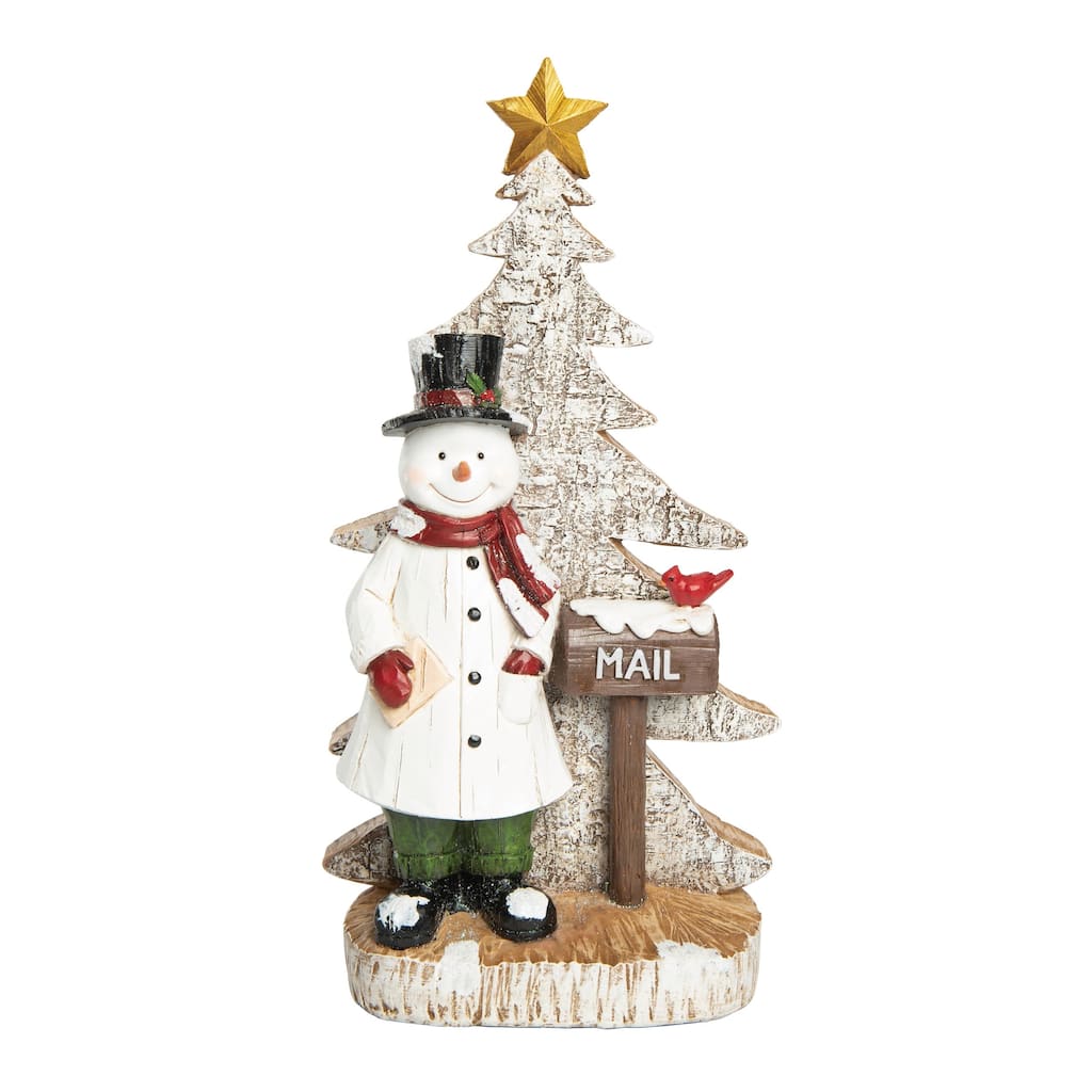 Transpac Resin 13.25 in. Multicolored Christmas Snowman Mailbox Decor